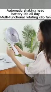 【Charge once for 8 days】Mini Electric Fan Portable Electric Fan Adjustable 3-speed governor clip fan multi-function three-in-one Safer and more energy-efficient Wireless Electric Fan Low Noise Household Fan Desk Fan Lightweight easy to carry