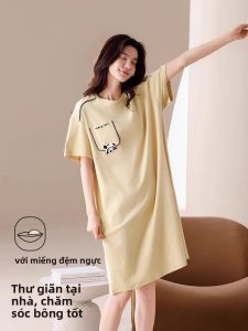 Váy ngủ MiiOW vải cotton dáng suông ngắn tay thoải mái.