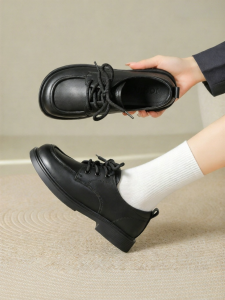 Josiny | Thick Sole Coarse Heel Loafer Shoes
