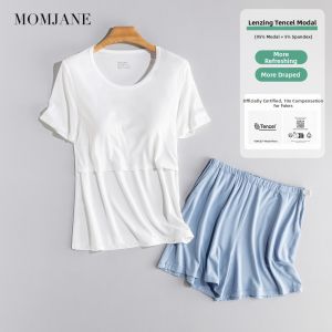 Mom Jane | Breastfeeding Short Sleeve T-Shirt Light Summer Modal With Padding
