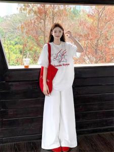 American Retro High Street plus Size Short Sleeve T-Shirt Women Loose Casual High-End Feeling Top Korean Style Printed Cotton