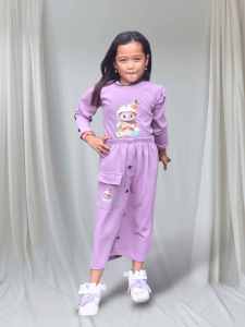 Setelan Rok Anak Perempuan Umur 2-6 tahun Set rok Anak cewek gambar Labubu New arrival