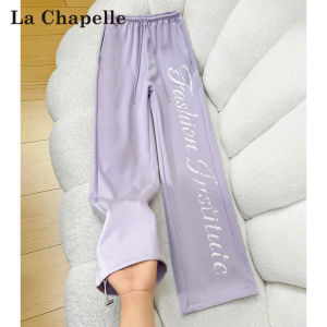 La Chapelle | Quần Dài Tay Rộng In Chữ Thoáng Mát & Giảm Cân Có Dây Kéo
