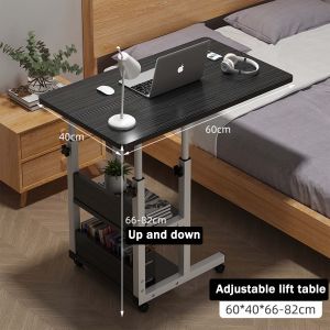 Liftable Side Table for Bedroom Living room Foldable Small Table with 2-layer Storage Adjustable Study Table for Student Adult Portable Computer Table for Small Room
