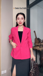 Ling’s Closet Women’s Blazer 3/4 Sleeve Folded | Lapel Collar | 1 Button | 2 Pockets | Casual Formal Office Blazer |  S-3XL 8119