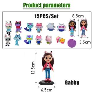 Gabby Dollhouse Anime Figure Toy Smiling Car Cat Hug Gaby Girl Dolls Mercat Cartoon Action Figure Kids Xmas Birthday Gifts Gabby Doll Toys 15pcs/set Gabby Dollhouse Mercat Machine Smiling Car Hug Dolls Action Figure Toy Kids Xmas Gifts