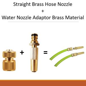 Garden Hose Brass Straight Nozzle High Pressure Spray & Brass Nozzle Adaptor Connector