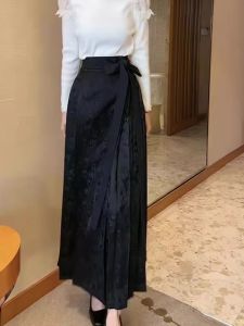 Summer Improved High Waist Black Half Skirt Womens New 2025 New Chinese Style Daily Hanfu Fashion Versatile Horse Tailed Skirt