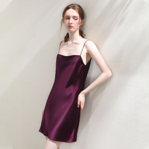 XEXZ | ชุดนอนผ้าไหมคอตตอนแขนกุดสำหรับใส่ในบ้านและกลางแจ้ง ทรงเข้ารูป แขนกุด กระโปรงสั้น คอวี ชุดนอนผ้าไหมคอตตอนสำหรับใส่ในบ้าน