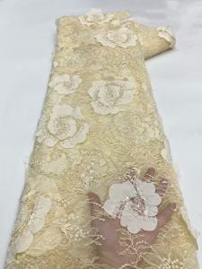 High-End Tulle Lace Fabric with Beads And Sequins for Wedding Dresses African Nigerian French Style for Brides And Party Sewing