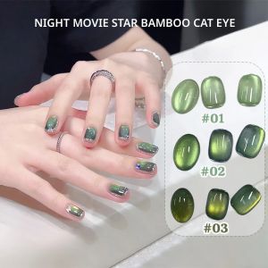 1-24pcs WS ฤดูร้อนเล็บน้ําแข็งโปร่งใสลูกปัดแก้วสีเขียว CAT EYE GEL เล็บ 2025 ความหนาแน่นสูงยอดนิยมไวท์เทนนิ่งเล็บ