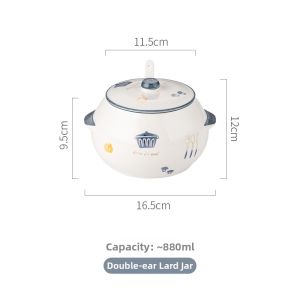 Heat-resistant Ceramic Oil Jar Spoon Lid
