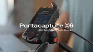 TASCAM Portacapture X6 32-Bit 6-Channel Multitrack Field Recorder with Adjustable A/B–X/Y Stereo Condensers XLR Mic/Line Inputs with Phantom Power 3.5mm Aux/Line Out USB-C Audio Interface Color Touchscreen and 1/4" Camera Mount | JG Superstore