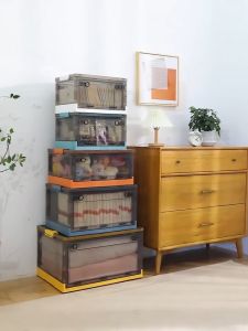 120L Foldable Storage Box with Lid transparent Large Capacity Wardrobe storage Multipurpose Stackable Organizers
