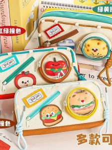 กระเป๋าใส่ปากกาความจุขนาดใหญ่สีบล็อกน่ารักสำหรับนักเรียนมัธยมต้นและมัธยมปลาย กระเป๋าเครื่องเขียน Oxford Cloth 3 ชั้น วัสดุอื่นๆ