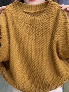 Middle-Aged and Elderly Womens Clothing Fall and Winter Plus Size Sweater 50-Year-Old 40 Western Style Top Middle-Aged Mother Wear Winter Knitting Bottoming Shirt