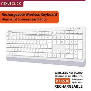 NexusClick Dual Mode 2.4G Wireless Bluetooth Low Profile Keyboard Rechargeable Full Size Ergonomic Silent Keycap for Home Office