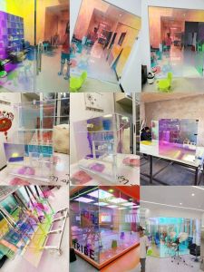 Colorful Color Laser Paper Exhibition Wedding Photography Transparent Glass Color Handmade Epoxy Color Changing Colorful Decorative Film