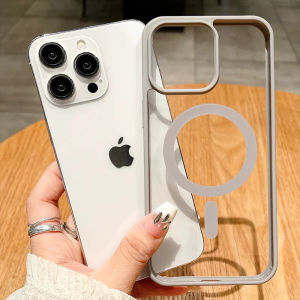 💗Internet celebrity trend+In stock+COD Candy Color Bumper Transparent For Magsafe Magnetic Case For iPhone 16 14 11 12 13 15 Pro Max Mini X XS XR 8 7 Plus Clear Cover