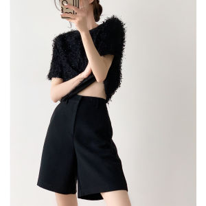 Summer Casual Loose Bermuda Shorts Women Black