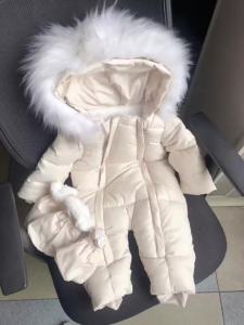 Qaoerde | Winter Baby Jumpsuit With Glove Cute Newborn Coat Cotton Plus Velvet Baby Romper Warm Infant Clothing Set Hooded Toddler Clothes