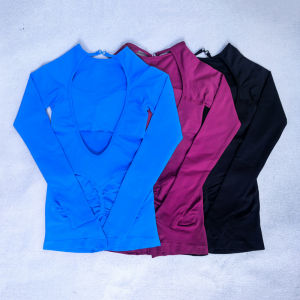 Long Sleeve One Piece Set Women Clothes Backless Gym Set Seamless Yoga Set Bodysuit Workout Shorts Romper Jumpsuit Sportswear