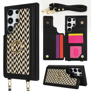 Card Case For Samsung With Diagonal Strap Lanyard Cards Slot Cases Wallet Bag Cover Samsung Galaxy S25 Plus S24 Ultra S22 Ultra S23 Ultra S23 FE S24U S25 Ultra S25U Mobile Phone Shell Purse Case With Card holder Samsung A14 A15 A16 A35 A55 Casing Rope