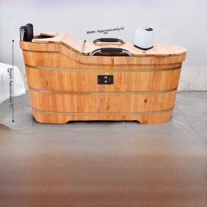 Thick Wooden Bath Tub for Adults Full Body Bath Bucket Traditional Chinese Style Bath Barrel with Lid Cedar Wood Handmade Bath Tub