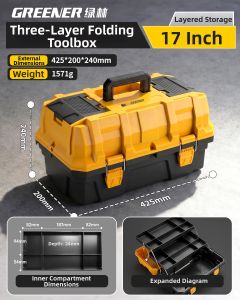 GREENER | Household & Electrician Multipurpose Industrial Large Capacity Foldable Toolbox