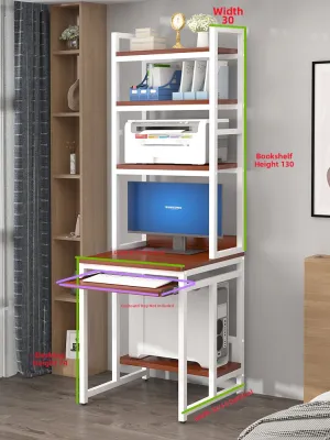Home Use Small Space Suitable All-in-One Desk with Bookshelf 70cm