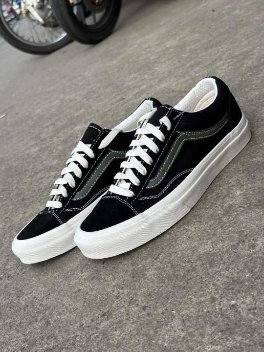 Old Skool Chaussures Vintage Sport Style 36 VANSOLDSKOOL STYLE 36  BLACK/ARMY GREEN Vans Casual Shoes Rubber