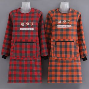 Áo Khoác Dài Tay Thời Trang Dễ Thương Bằng Cotton Nguyên Chất Thoáng Khí Chống Dầu Cho Phụ Nữ Làm Việc Nhà Bếp Chống Mài Mòn