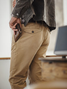 MADEN | Autumn Heavy Duty Cotton Khaki Retro Slim-fit Straight Trousers