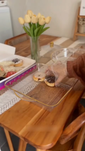 Nampan Saji Food Tray Transparan Tutup Bening Gagang Baki Wadah Tutup Buah Roti Snack Food Grade