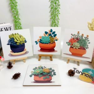 TENNESY Hiasan Dinding Kaktus Floral 20x20CM Dekorasi Kamar Pajangan Kayu Poster Dekorasi Rumah