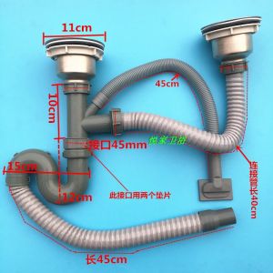 Bồn Rửa Nhà Bếp Bằng Thép Không Gỉ 304 Hai Lỗ Một Lỗ 8110 Ống Thoát Nước Bằng Thép Không Gỉ Chống Mùi Lưới Rác