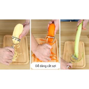 Nạo Sợi Bào Vỏ Thép không gỉ 3 trong 1/ dụng cụ gọt vỏ trái cây và rau củ Nạo Rau Của Quả Đa Năng thái lát cắt thành dải-HAUSE