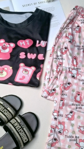 Casual Two-piece Set for Women Sweet and Cute Cartoon Set Summer Loose Coordinates L9012