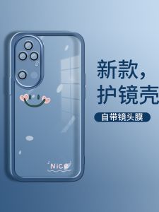 Huawei P50 Mate40 Nova11 Silicone Soft Shell Couples Phone Case Metal Frame Transparent Protective Cover with Lens Film