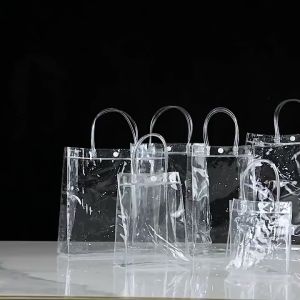 Tas Mika PVC Polos Tersedia Beberapa Ukuran Goodiebag transparan Bisa Untuk Tas Kado / Sovenir Bahan Tabal Dan Kuat Tas Jinjing Plastik Transparan Bisa Grosir dan cod
