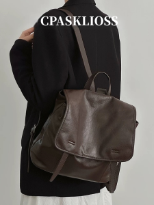 Casual Travel Womens Large Capacity Backpack CPASKLIOSS Commute Plant Tanned Leather Double Shoulder Bag 2025 New Lazy Style