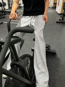 ZHUOCAN | Breathable Textured Zebra Stripe Ice Silk Mens Summer Leisure Pants