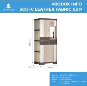 OLYMPLAST SCO-C 2P Leather & Fabric Lemari Penyimpanan Pakaian 2 Pintu Bahan Plastik