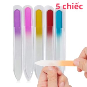 Bộ 5 Dũa Móng Tay Pha Lê Hai Mặt Để Chà Nhám & Đánh Bóng Móng Tay Dụng Cụ Làm Móng Tay Chuyên Nghiệp