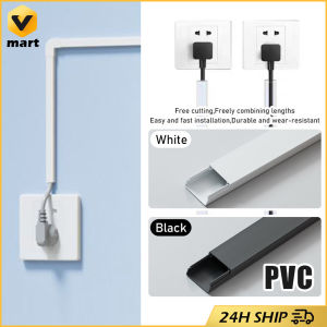 1Meter Floor Wire Cover Cable Protector Cable Concealer Manage Cable Cover Wiring Duct Protector TV Cable Management on-Wall Cord Hider Cord Organizer Raceway Kit Cord Concealer System Covers Cables PVC Trunking Channel