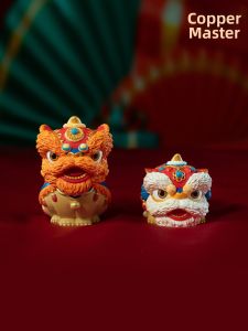 TONGSHIFU | Lucky Auspiciousness Brass Lion Desktop Figurine Home Decor