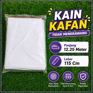 kain kafan laki - laki dan perempuan panjang 12.5 meter lebar 120 cm paket komplit