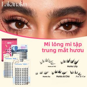 Mi Giả LAKANAKU Kiểu Mắt Mèo Tự Nhiên Cụm Mi Riêng Lẻ Mềm Mại Có Keo Sẵn Tự Làm Nối Mi Tái Sử Dụng Dành Cho Người Mới Bắt Đầu & Cosplay