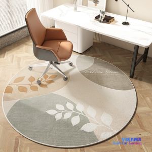 VIKAMA Modern Minimalist Round Rug Study Office Chair Mat Bedroom Living Room Artistic Wear Resistant Printed Rug Home Decor