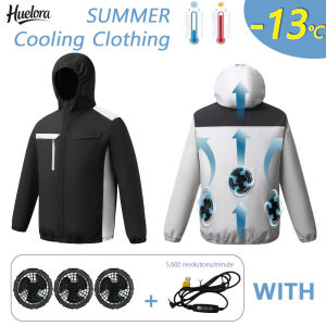 Summer Cooling Jacket Men Hooded Fan Jacket Heat Resistant Fan Air Conditioner Clothes Breathable Outdoor Fishing Fan Workwear